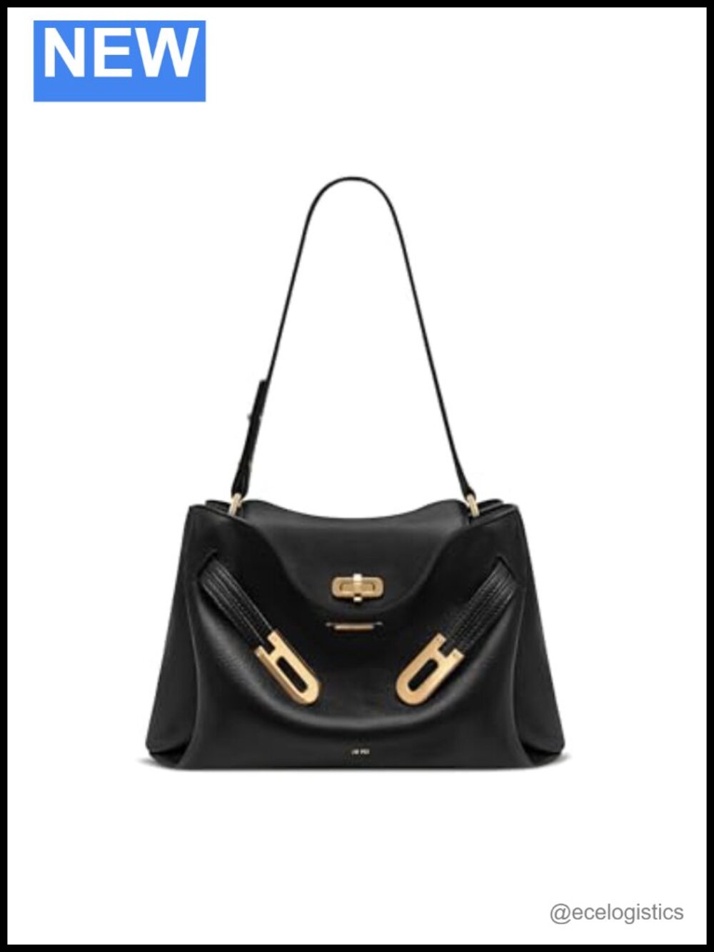 Vegan Leather Shoulder Bag with Double Buckle Adjustable Strap Fits iPhone 16